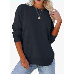 NWT KIRUNDO Black Crewneck‎ Sweatshirt M Loose Fit Oversized Pullover Minimalist